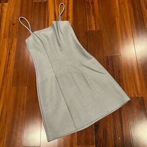 Reformation Silver Gray Dress Spaghetti Straps Sleeveless Sheath Mini Size Small